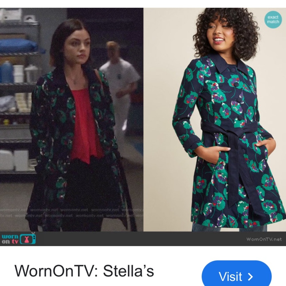 Modcloth Floral Trench Coat - Black and Green size xl